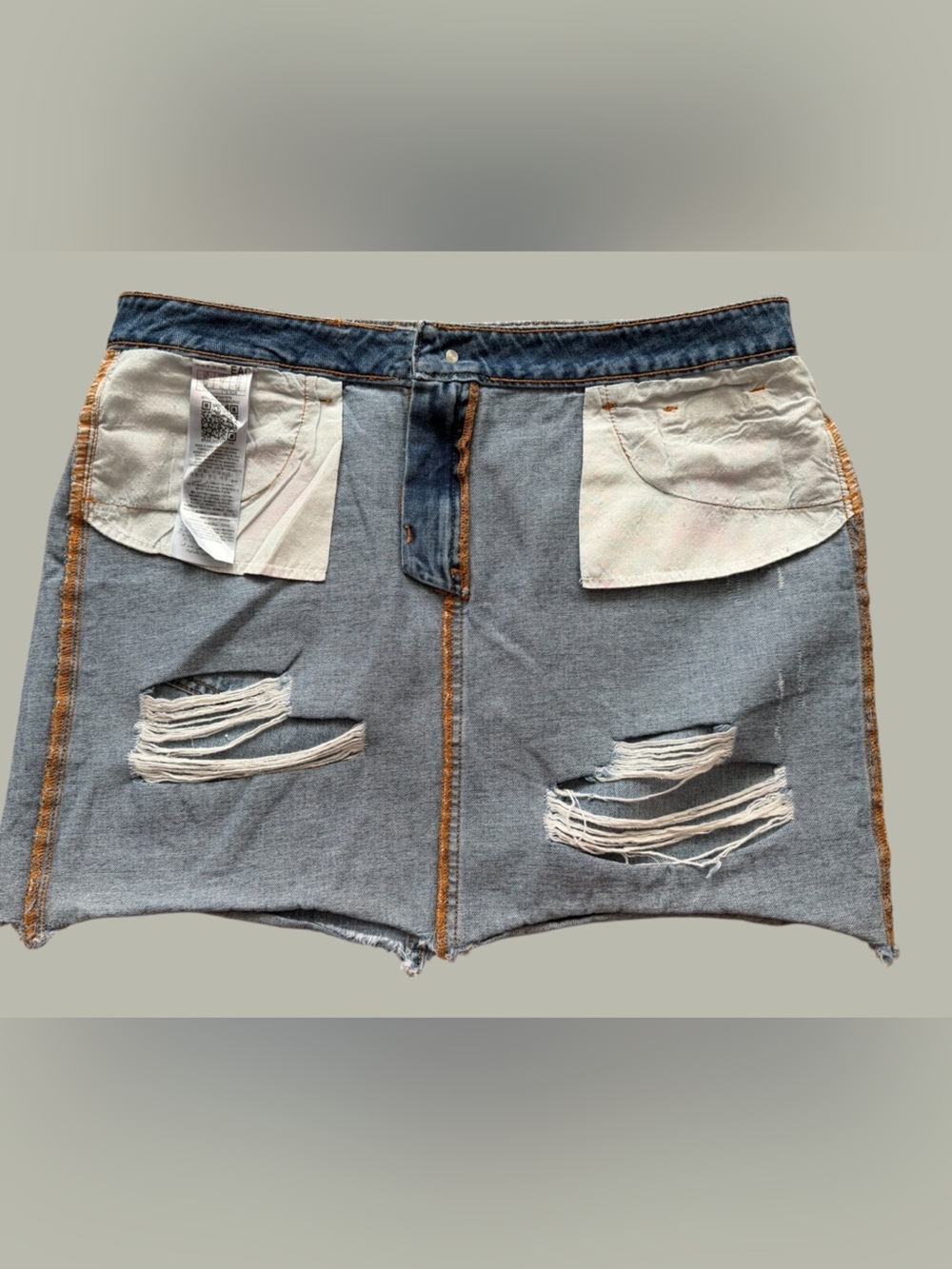 Guess Light Blue Distressed Denim Shorts with Studs - Picture 3 of 8